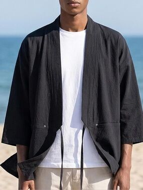 FREE- Men’s Black Open-Front Cardigan Sweater Free with Purchase!